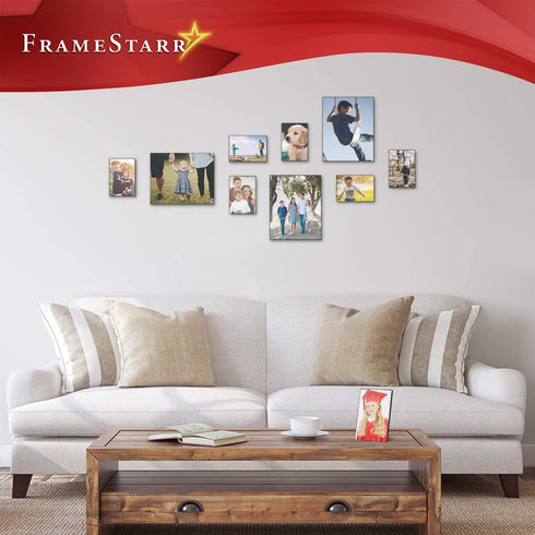FrameStarr 8x10 Picture Frame Set (Black, 3 Pack), Front-Loading Contemporary Modern Style, Tabletop or Wall Mount, Harmony Collection
