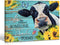 Qute Cow Flower Picture Canvas Print Motivational Quotes Wall Decor Art Sunflowers Animal on Green Wood Board Painting Modern Artwork for Bathroom Living Room Office Decoration, Framed 1 pcs 12x16