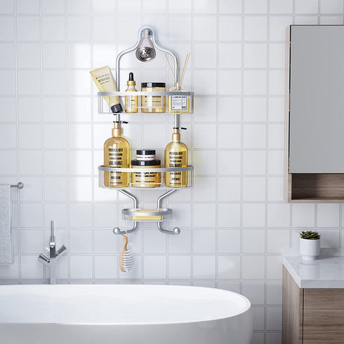 Shower Caddy Over Shower Head,Ewaiira Hanging Shower Caddy Bathroom 3 Tier Shower Caddy Shower Organizer Hanging Shower Caddy Over Shower Head No Rust