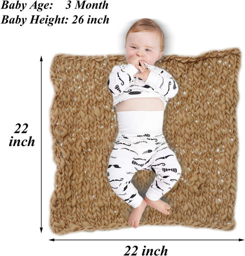 M&G House Newborn Wrap Baby Photography Wool Wrap Baby Photo Props Baskets Filler Rug(Light Tan)