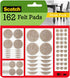 Scotch Felt Pads, Felt Furniture Pads for Protecting Hardwood Floors, Round, Beige, Assorted Sizes Value Pack, 162 Pads