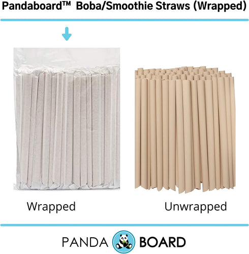PandaBoard Compostable Eco Bamboo Fiber Boba Straws / 80 pcs / Long lasting, no paper taste