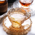 Vintage Glass Sun Flower Tea Cup, Glass Tea Cup and Saucer Set, Coffee Mug Cup-Embossed Glass, 7.2 oz (Amber)