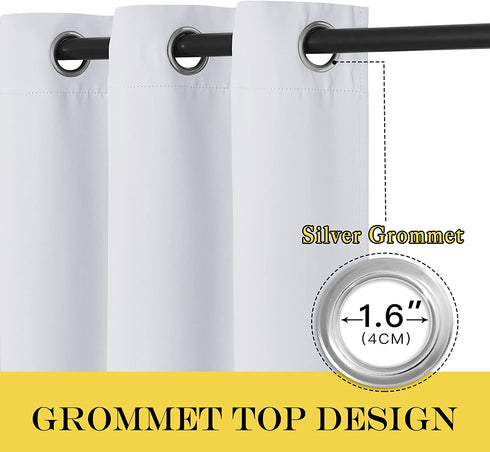 NICETOWN Room Darkening Window Curtain Panel - (Greyish White/Silver Grey Color) Solid Thermal Insulated Blind Privacy Drape for Bedroom,52x84 inches, 1 Pack