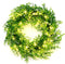 Kurala 20 Inches Artificial Green Leaf Wreath with 40 Led Lights and Timer Battery Operated Front Door Wall Window Party Decoration