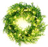 Kurala 20 Inches Artificial Green Leaf Wreath with 40 Led Lights and Timer Battery Operated Front Door Wall Window Party Decoration