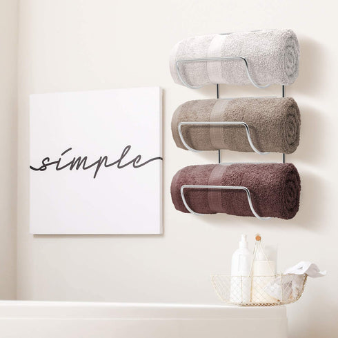 Sorbus Towel Rack Holder Set - Wall Mounted Storage Organizer for Towels, Washcloths, Hand Towels, Linens, Ideal for Bathroom, Spa, Salon, Modern Design, Set of 2 (Silver)