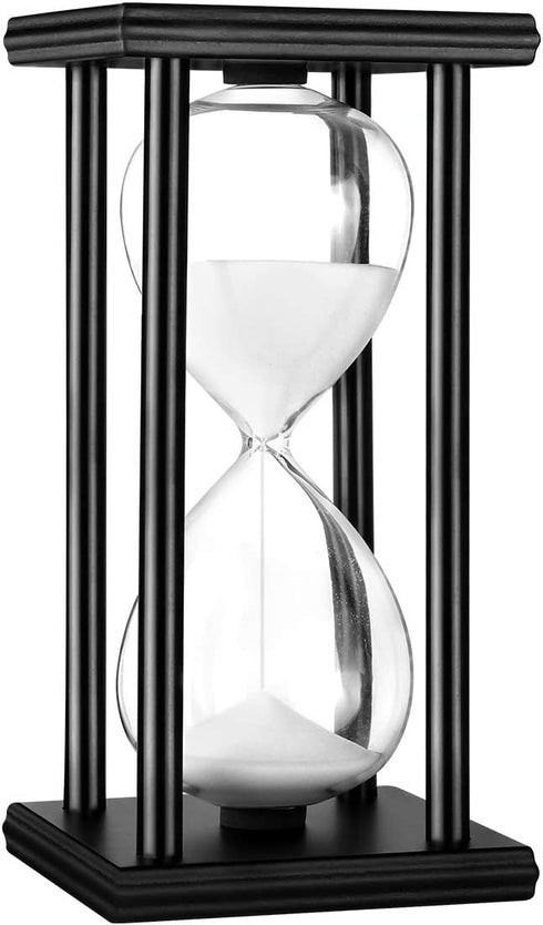 JIDUO Hourglass Timer 30/60 Minutes Wood Sand Hourglass Clock for Creative Gifts Room Decor Office Kitchen Decor Birthday (30 min, White)