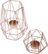 Homtone Metal Wire Tealight Candle Holders Centrepiece for Tables Decor,Gold Geometric Shape Holders for Living Room Bathroom Decorations,Set of 2 (Rose Gold)