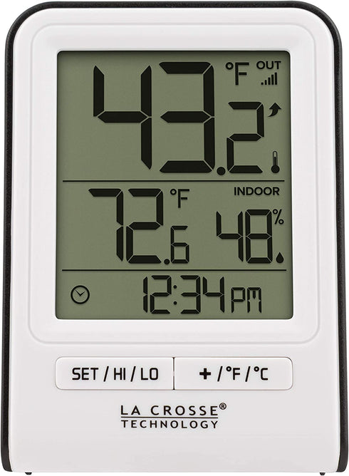 La Crosse Technology 308-1409WT-CBP Wireless Temperature Station with Time,White,