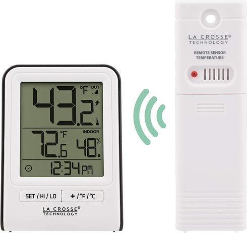 La Crosse Technology 308-1409WT-CBP Wireless Temperature Station with Time,White,