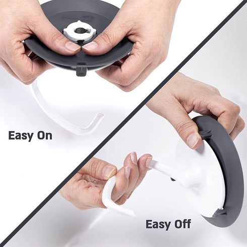 KneadAce Dough Hook Shield For Kitchen Aid - Prevents Your Dough from Climbing Up and Clogging Up Your Mixer Mess Free Mixer Accessory Compatible With Most KitchenAid C Shape Dough Hooks (Dark Grey)