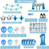 JOYYPOP 1st Birthday Boy Decorations 66PCS Blue 1st Birthday Decorations for Boy with 12 Months Photo Banner, 1st Birthday Baby Crown, ONE Cake Topper, 1st Birthday Highchair Banner