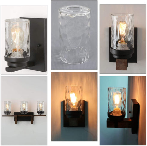 Eumyviv Clear Water Ripple Style Glass Lamp Shade, Accessory Glass Fixture Replacement Globe or Lampshade with 1-5/8-Inch Fitter Opening A00016