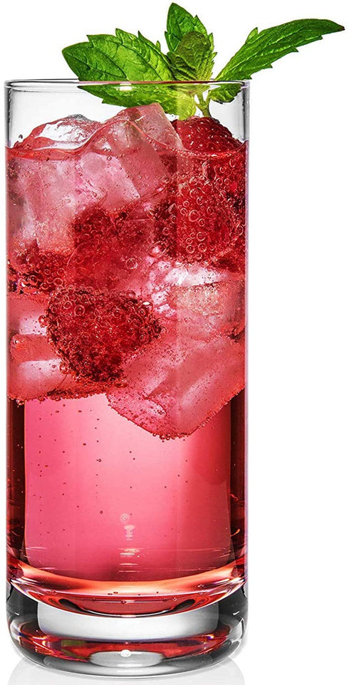 JoyJolt Stella Crystal Highball Glasses Barware Collins Tumbler for Water, Juice, Beer, and Cocktail (Set of 4)-14.2-Ounces
