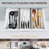 Adjustable Bamboo Drawer Divider Organizer - Fits Large Drawers Sized 17.5" Upto 22"- Expandable Kitchen Drawer Organizer Separators for Utensils, Dresser, Clothes, Bedroom, Bathroom 4-Pack, Gray