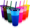 Color Changing Tumblers Cups with Lids & Straws - 7 Reusable Bulk Tumblers Plastic Cold Tumbler Cup Set for Adults Kids | 24oz Tumbler with Straw