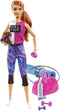 Barbie Fitness Doll, Red-Haired, with Puppy and 9 Accessories, Including Yoga Mat with Strap, Hula Hoop and Weights, Gift for Kids 3 to 7 Years Old