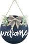 Welcome Sign Porch Decor, Rustic Wooden Door Hangers Front Door Outdoor Hanging Vertical Sign (Black)