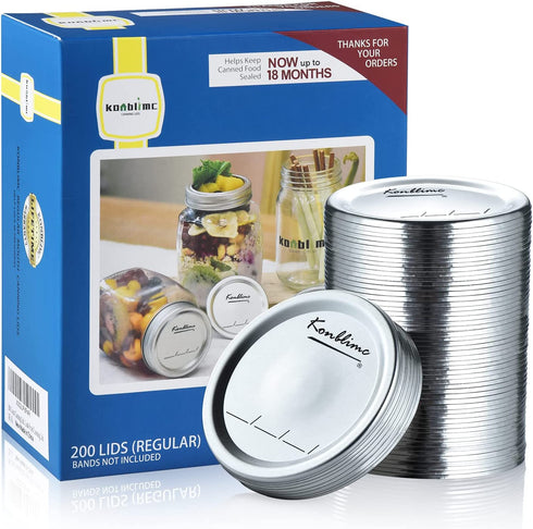 200-Count Canning Lids, Regular Mouth Canning Lids for Ball, Kerr Jars, Split-Type Metal Mason Jar Lids and Secure Canning Jar Lids, 100% Fit for Regular Mouth Jars Lids(200-Count, 70mm)