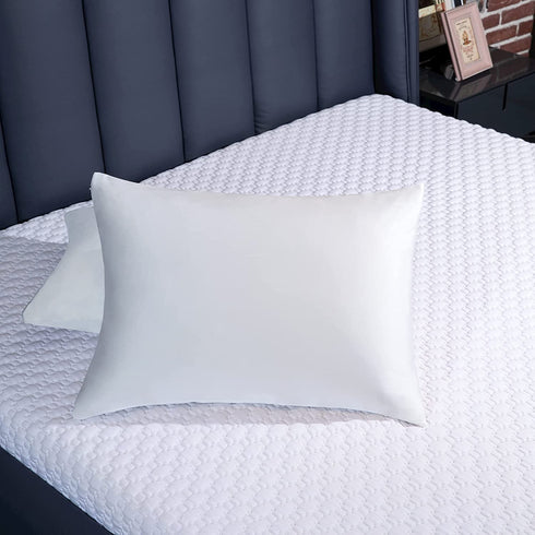 BEIJOEY 100% Mulberry Silk Pillowcase 2 Pack for Hair and Skin,19 Momme 600 Thread Count Natural Silk Pillow Cover Set of 2,with Hidden Zipper,Soft Breathable Smooth (White, Standard 20''x26'')