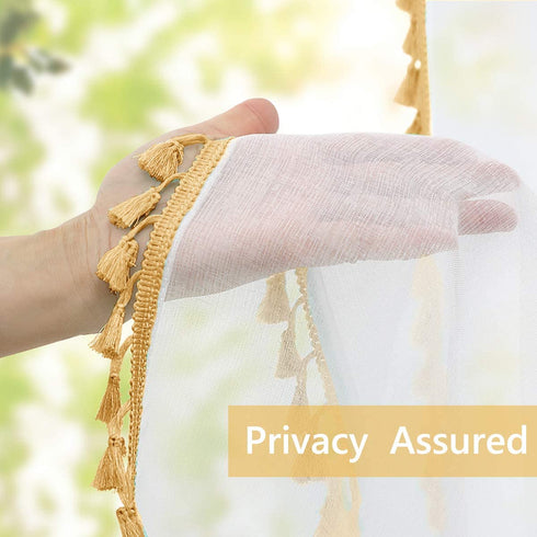 Gold Sheer Curtains for Kitchen 63 Inch Length Pair Set Rod Pocket Light Filtering Semi Transparent Window Drapes Gold Yellow Curtains for Bedroom Living Room Home Office Farmhouse Rustic 52x63 Long