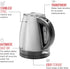 Chefman Stainless Steel Electric Kettle w/ 360° Swivel Base, Auto Shut Off & Boil Dry Protection, BPA-Free Interior and Cool-Touch Handle, 7+ Cup Capacity, 1.7 Liter, 1500W