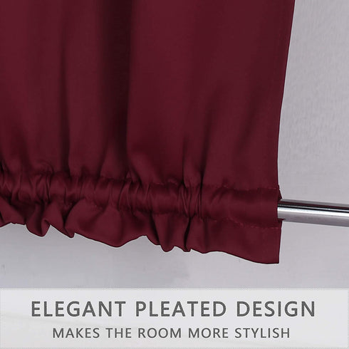 LUSHLEAF French Door Curtains, Thermal Insulated Drapes Rod Pocket Blackout Privacy Panel for Living Room Patio Glass Door Window with Tieback Set of 2 Panels, 54 x 40 inch, Burgundy
