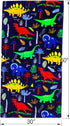 YIFONTIN Beach Towel for Kids, Dinosaur Velour Terry Towel, Cotton Blanket Throw, 30X60 inches for Travel Swimming Bath Camping and Picnic, Navy.