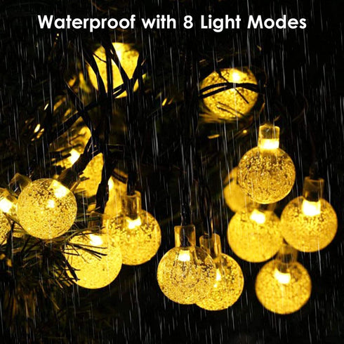 BHCLIGHT 2-Pack 100 LED 32FT Crystal Globe Solar String Lights Outdoor, Waterproof Solar Lights Outdoor Decorative with 8 Modes, Solar Powered Patio Lights for Garden Yard Party Christmas,Warm White