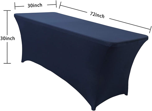 Obstal 6ft Stretch Spandex Table Cover for Standard Folding Tables - Universal Rectangular Fitted Tablecloth Protector for Party ?Navy Blue, 72 Length x 30 Width x 30 Height Inches?