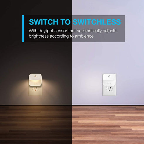 Vont 'Aura' LED Night Light (Plug-in) Super Smart Dusk to Dawn Sensor, Auto Night Lights Suitable for Bedroom, Bathroom, Toilet, Stairs, Kitchen, Hallway, Kids, Adults, Compact Nightlight (6 Pack)