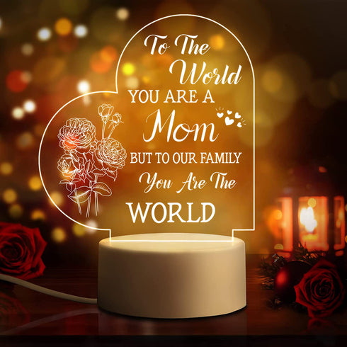 Mothers Day Gift for Mom from Daughter Son - Mom Gifts for Mother's Day, Birthday, Valentine's Day,Thanksgiving - Acrylic Engraved Night Light for Mom ( USB Powered )