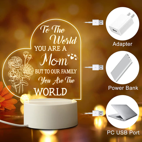 Mothers Day Gift for Mom from Daughter Son - Mom Gifts for Mother's Day, Birthday, Valentine's Day,Thanksgiving - Acrylic Engraved Night Light for Mom ( USB Powered )