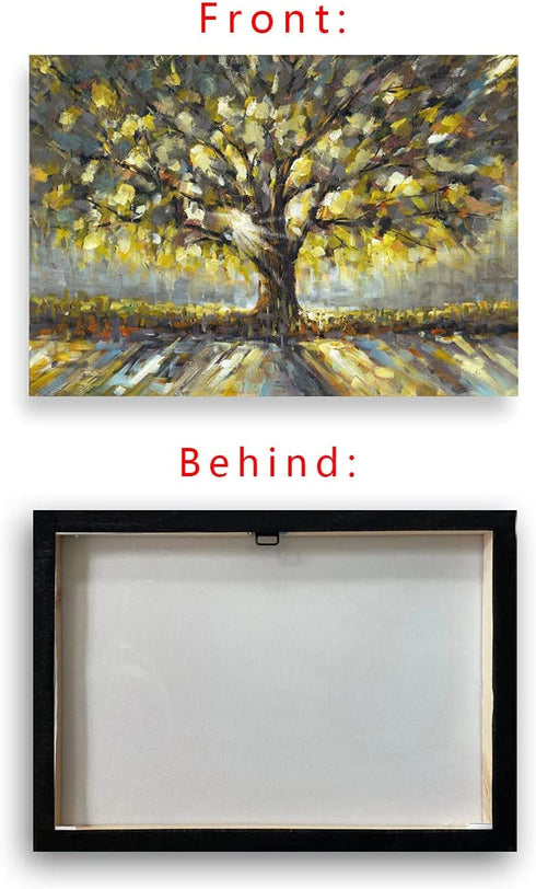 Canvas Wall Art Hand-Painted,12"x 16" Framed Trees Oil Painting Wrapped? Modern Rural Artwork for Living Room Bathroom Restaurant Bedroom Gallery Coffee Shop Decorations (12x16 inch)¦