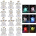 Set of 12 Spun Glass Angel Christmas Ornaments with LED Lights for Christmas Tree Decorations