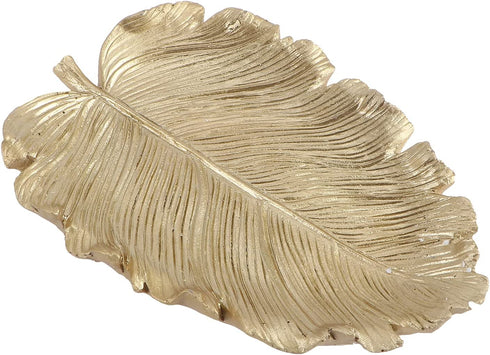 Wakauto Gold Leaf Shaped Small Jewelry Ring Dish,Gold Leaf Trinkle Dish Jewellery Tray Plate Decorative Plate for Necklace Earrings Rings Bracelet Tray Organizer Wedding Party Decor