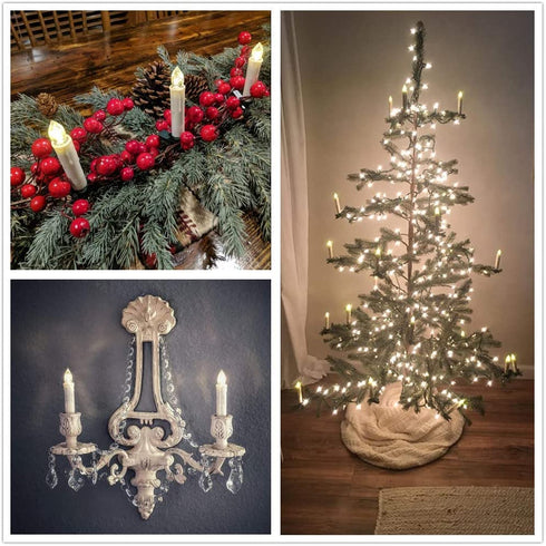 Window Candles, PChero 10 Packs Warm White Battery Operated Waterproof LED Flameless Taper Ivory Floating Candles with Remote Timer and Dimmable, Ideal for Home Indoor Outdoor Christmas Trees Decor