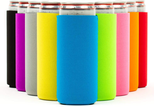 Slim Can Cooler Sleeves (9 Pack) for White Claw Sleeves for 12oz Skinny Can Coolers - Soft Insulated Slim Sleeves for Cans - Beer Sleeves for Cans like Michelob Ultra Can Holders for Tall Skinny Cans