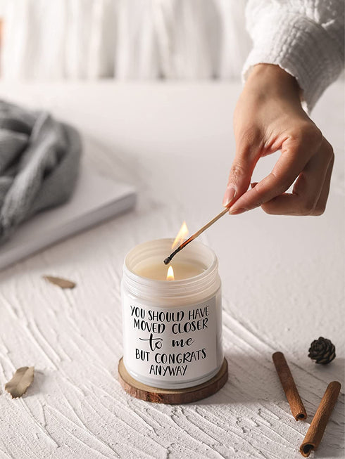 Housewarming Gift for New Home, You Should Have Moved Closer to Me Scented Candle, First Home Gift, Moving Away Gift Ideas for Women and Men (White)