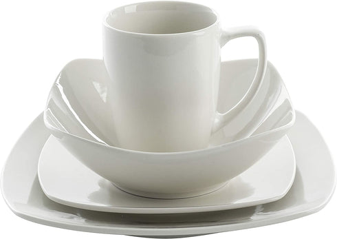 Gibson Home Zen Buffet Dinnerware Set, Service for 4 (16pcs), White (Square)