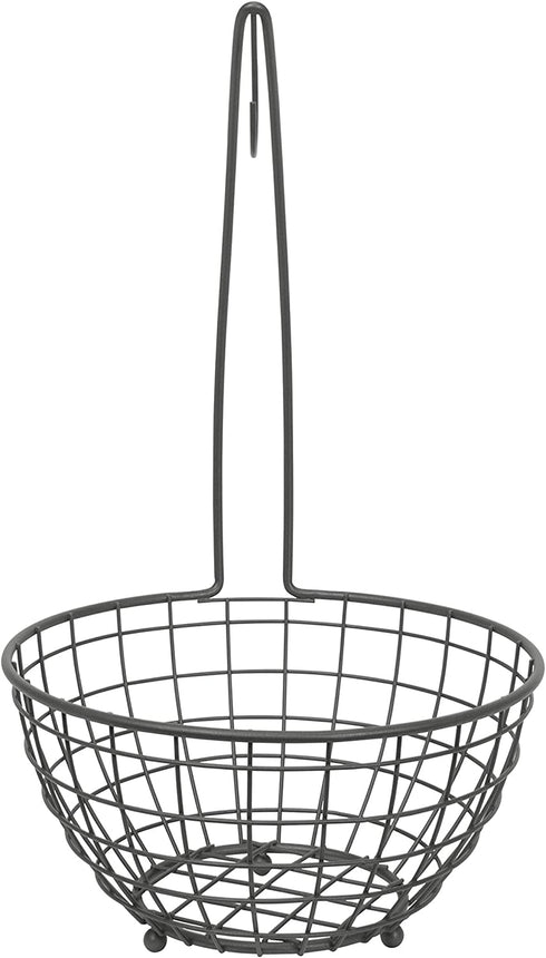 Spectrum Diversified Grid Small Tree & Basket Hanger & Fruit Basket, Produce Saver Banana Holder & Open Wire Fruit Bowl for Kitchen Counter & Dining Table, Industrial Gray