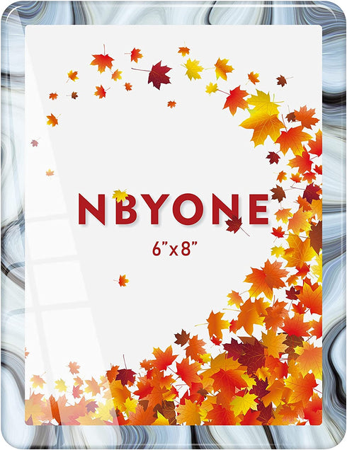 NBYONE 6X8 Picture frame,Real Glass photo frames for Wall Hanging or Table Top Home Decoration (6x8, Grey+white)