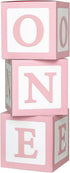 First Birthday Decorations for Girl Pink ONE Boxes ,3Pcs ONE Balloon Boxes Baby 1st Birthday Girl Decorations with 2 Set of ONE letters,DIY ONE Blocks for Pink Girls Teddy Bear Baby Shower Decorations Photoshoot Props