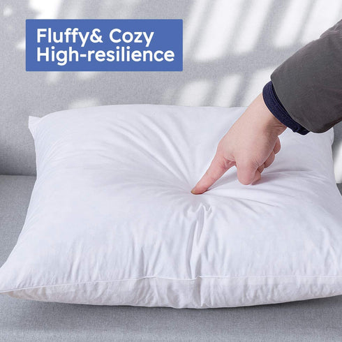 DOWNCOOL 100% Cotton Stuffer Throw Pillow Insert, Square Down and Feather Filled Decorative Bed Sofa Insert, 18x18 Inch, White