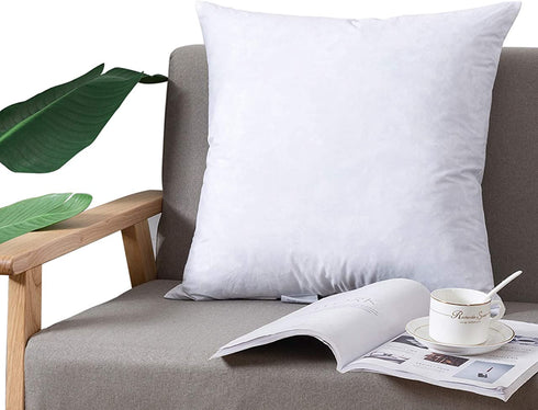 DOWNCOOL 100% Cotton Stuffer Throw Pillow Insert, Square Down and Feather Filled Decorative Bed Sofa Insert, 18x18 Inch, White