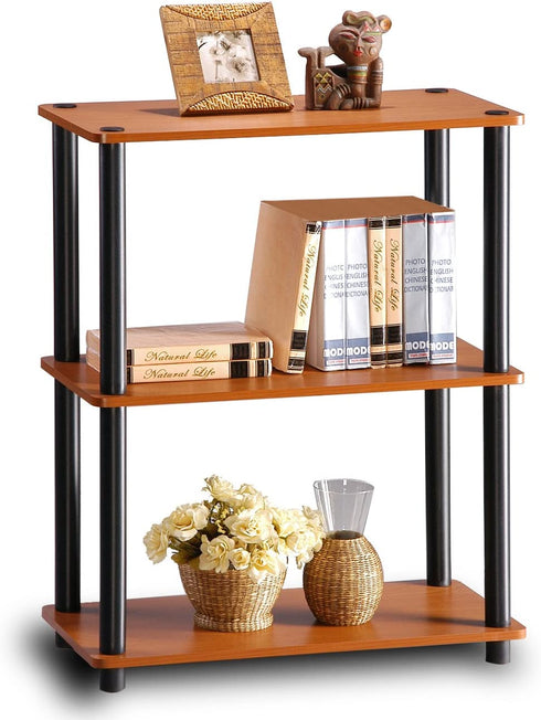 Furinno Turn-N-Tube 3-Tier Compact Multipurpose Shelf Display Rack, Light Cherry
