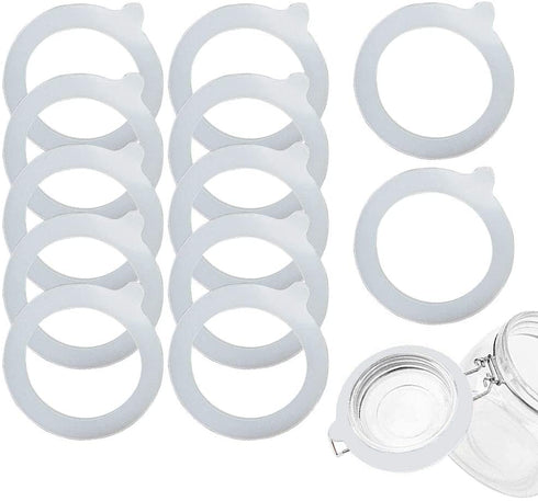 MOYENNE Replacement Rubber Gasket Seal - Glass Jar Seals - 12 Pack Silicone Gaskets For Clip Top Storage Jars Sealing Rings For Regular Mouth Canning And Storage Containers3.75 Inch(White)
