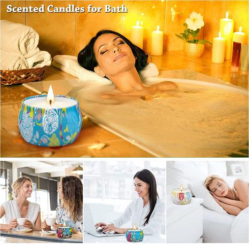 Lavender Scented Candles Gifts for Women, Soy Wax Stress Relief Candles Set, Aromatherapy Candles for Home Scented, 4 Pack 4.4 Oz Each
