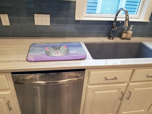 Caroline's Treasures BB7355DDM Absorbent Dish Drying Mat for Kitchen Counter Cat Face Watercolor Dish Drying Mat, 14 x 21", multicolor